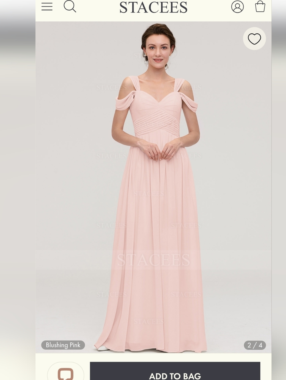 Stacees Pink Special Occasion Dress Bridesmaid A-Line Chiffon Formal Gown Sz 24